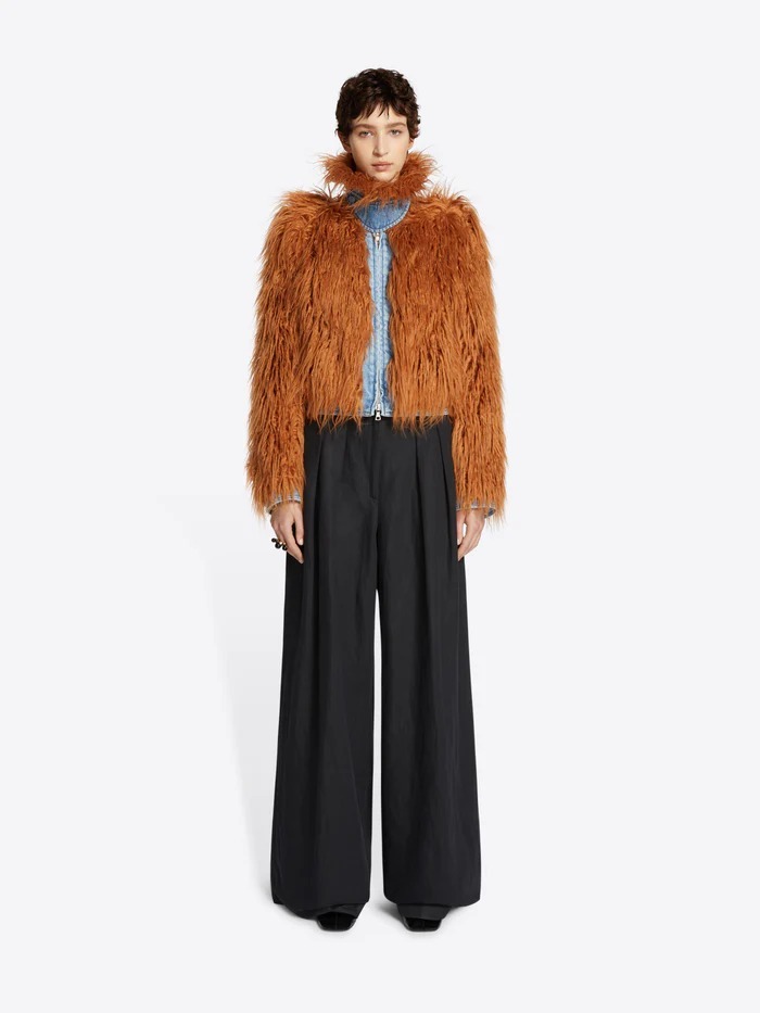《送料無料》 Dries Van Noten Faux fur and denim jacket