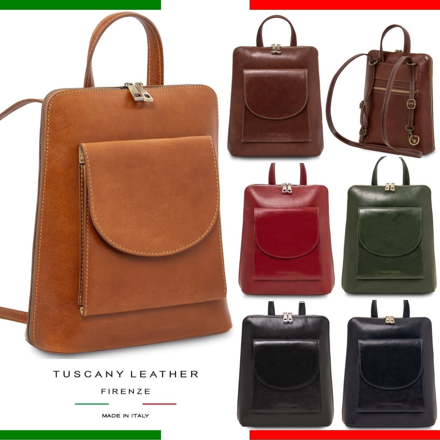 イタリア製フルグレインレザー本革リュック◆Tuscany Leather