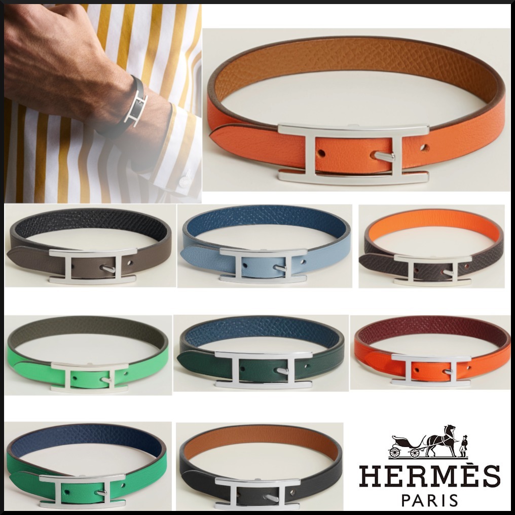 25新作 HERMES レザーブレスレット メンズ ビーアピ