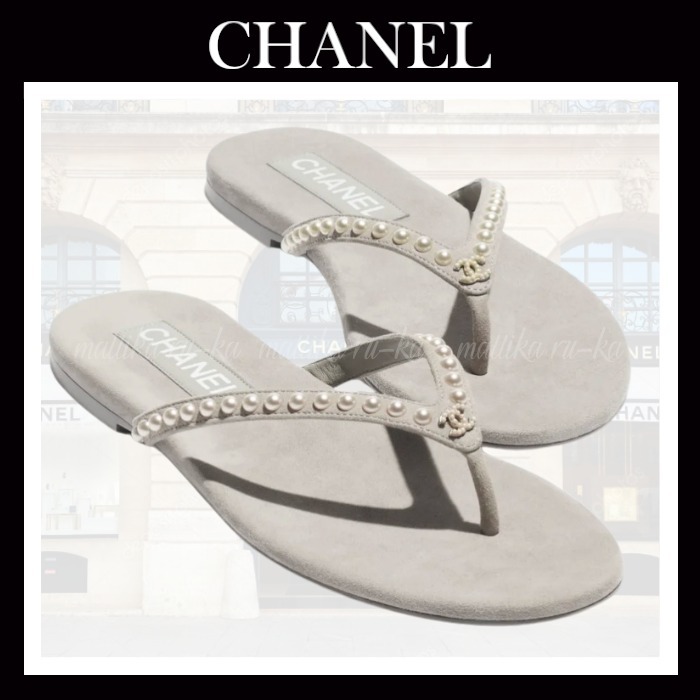 パールが上品☆【CHANEL】ビーチトング サンダル