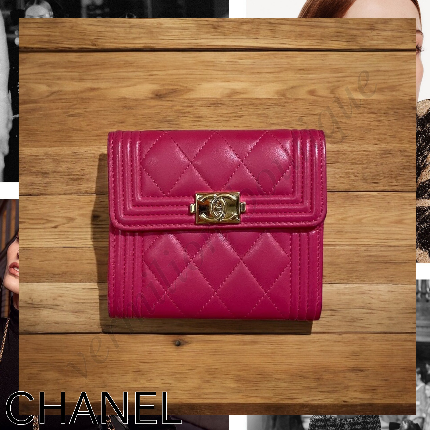 CHANEL boy マトラッセ 折りたたみ財布 ピンク