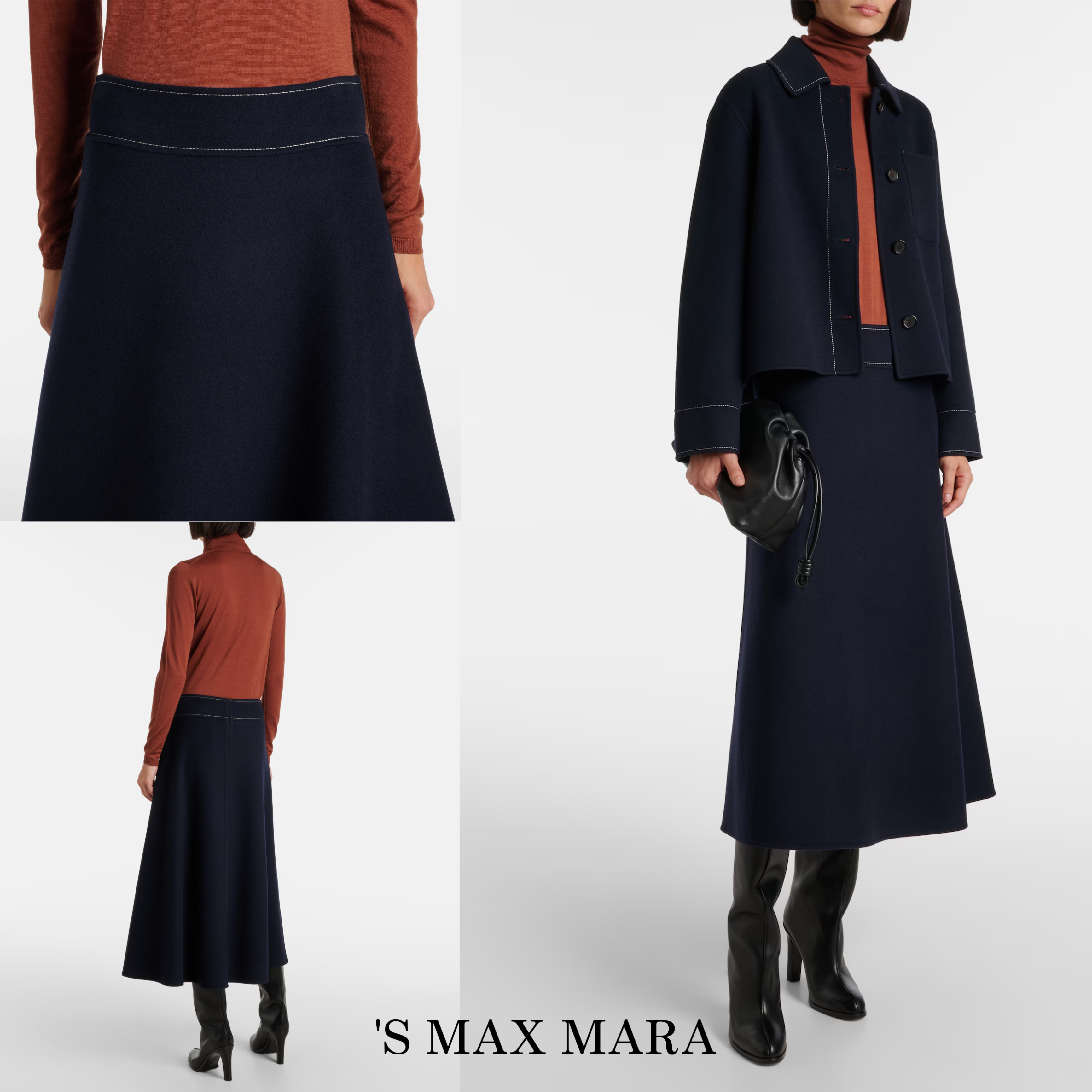 シンプル*S MAXMARA* Nevada ウールミディスカート フレア