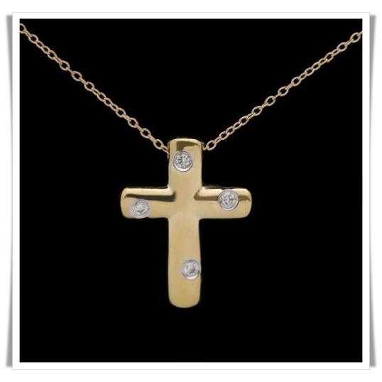 未使用美品【ティファニー】ダイアモンドクロスペンダント 18K