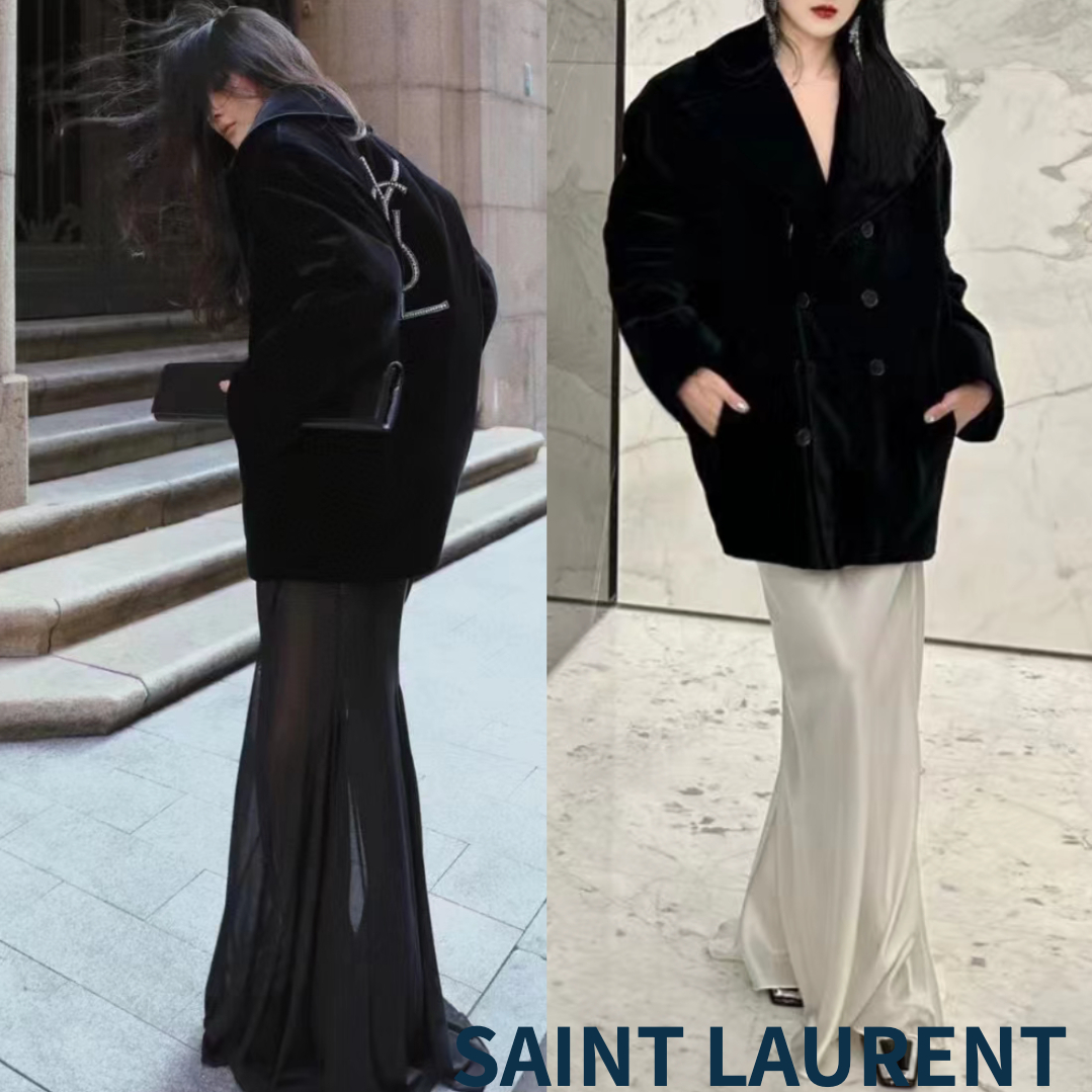 バックロゴ《Saint Laurent》ダブルブレスト・ピー・ジャケット