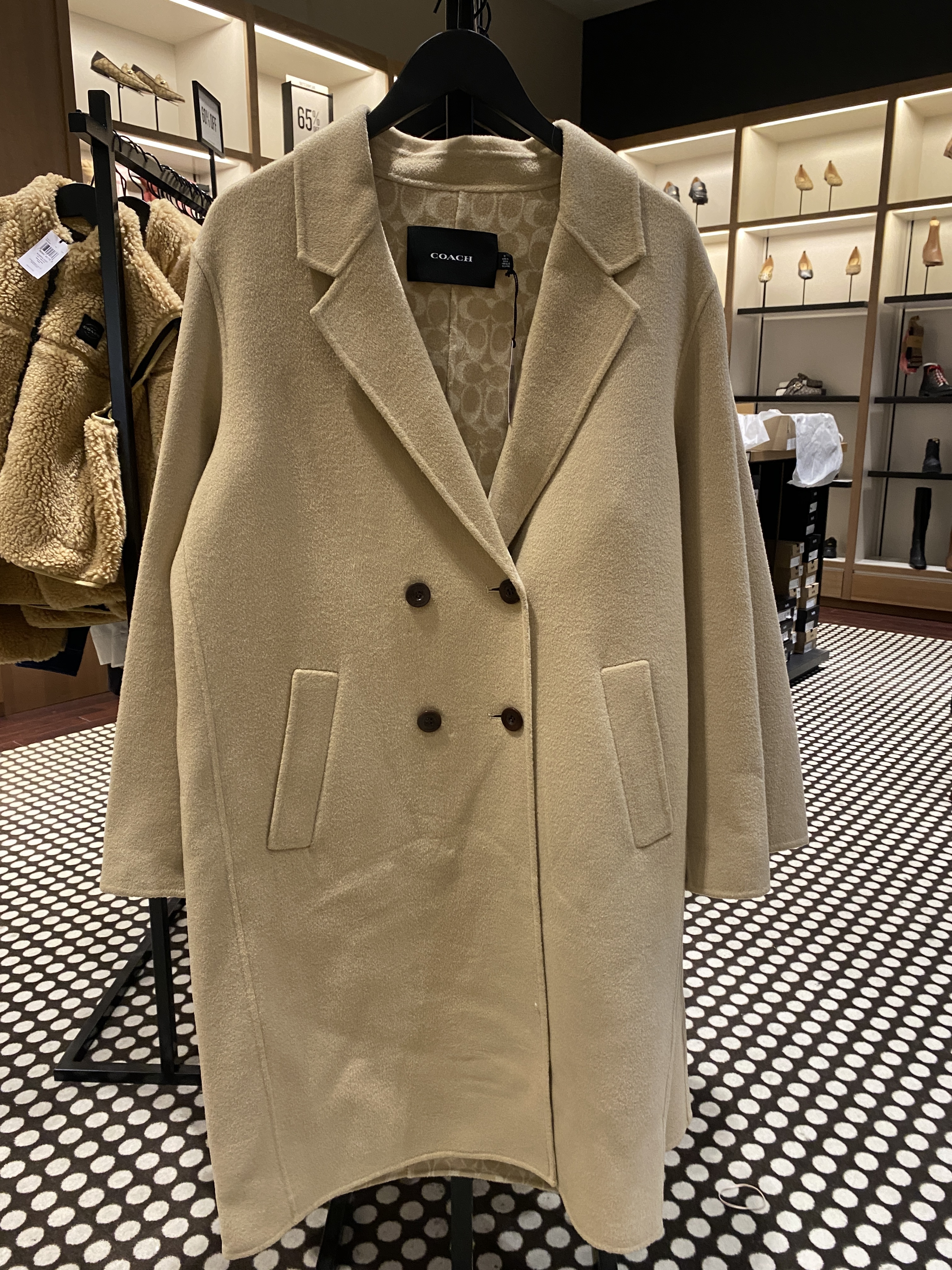 Coach モノグラム裏地＊レディース ダブルフェイス ウールコート