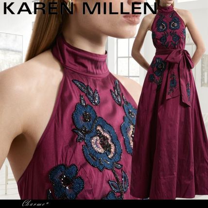 安心追跡付【KAREN MILLEN】シルクコットン 花柄 マキシドレス シルク Karen Millen(カレンミレン) ワンピース(レディース