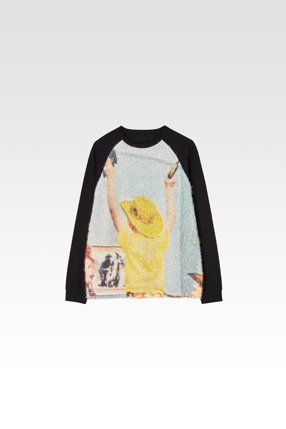 【AFTER PRAY】Printed Raglan Long Sleeve T-Shirt Black