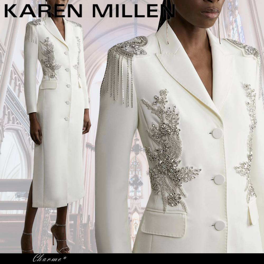 KAREN MILLEN マキシドレス ワンピース タイト 長袖 Vネック