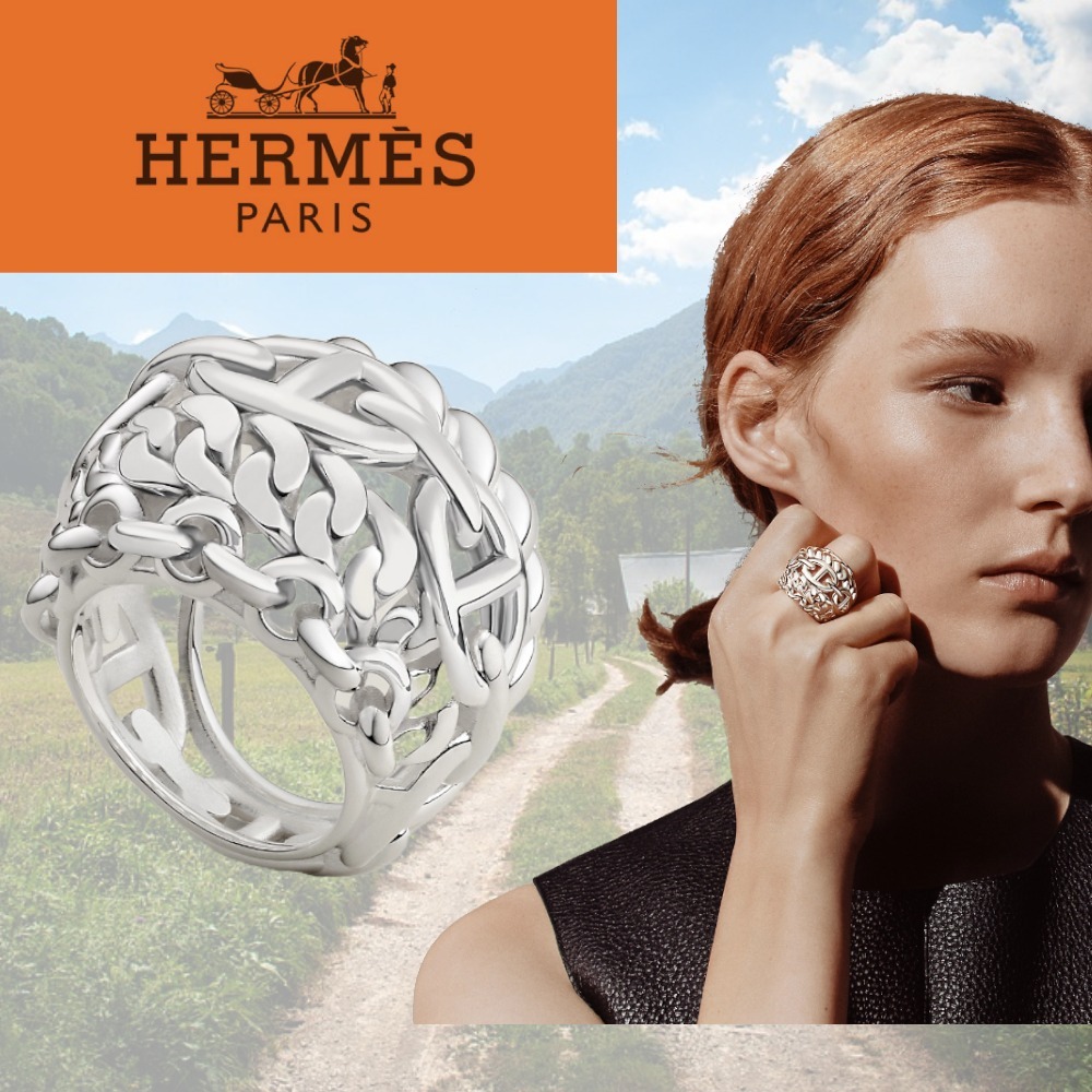 【高いデザイン性】HERMES バグ シェーヌ ダンクル 指輪 リング