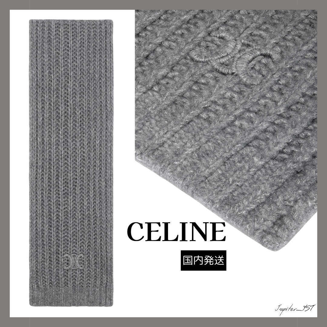 CELINE◇トリオンフ カシミアウールシルク スカーフ*送料関税込