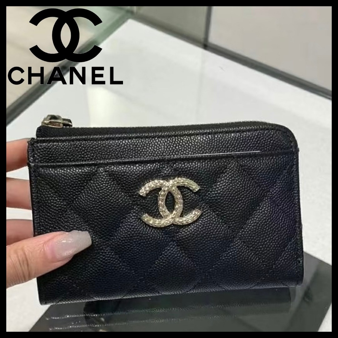 【CHANEL】エレガントなロゴ♪ジップ カードケース