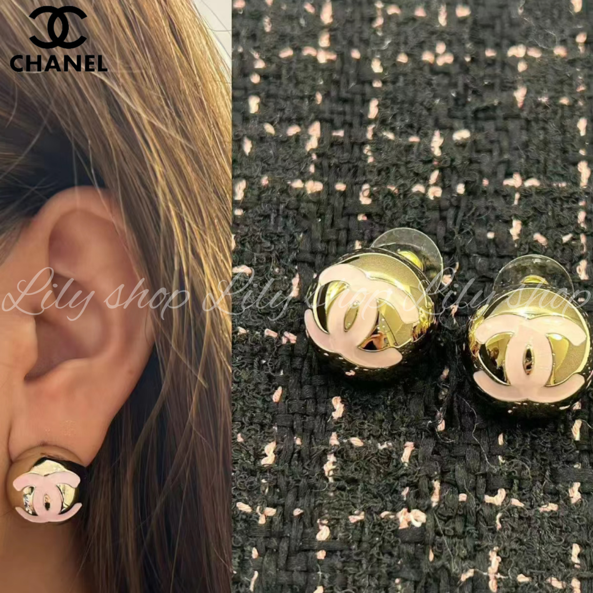 シンプルだけどピンクが可愛い◎【CHANEL】ピアス