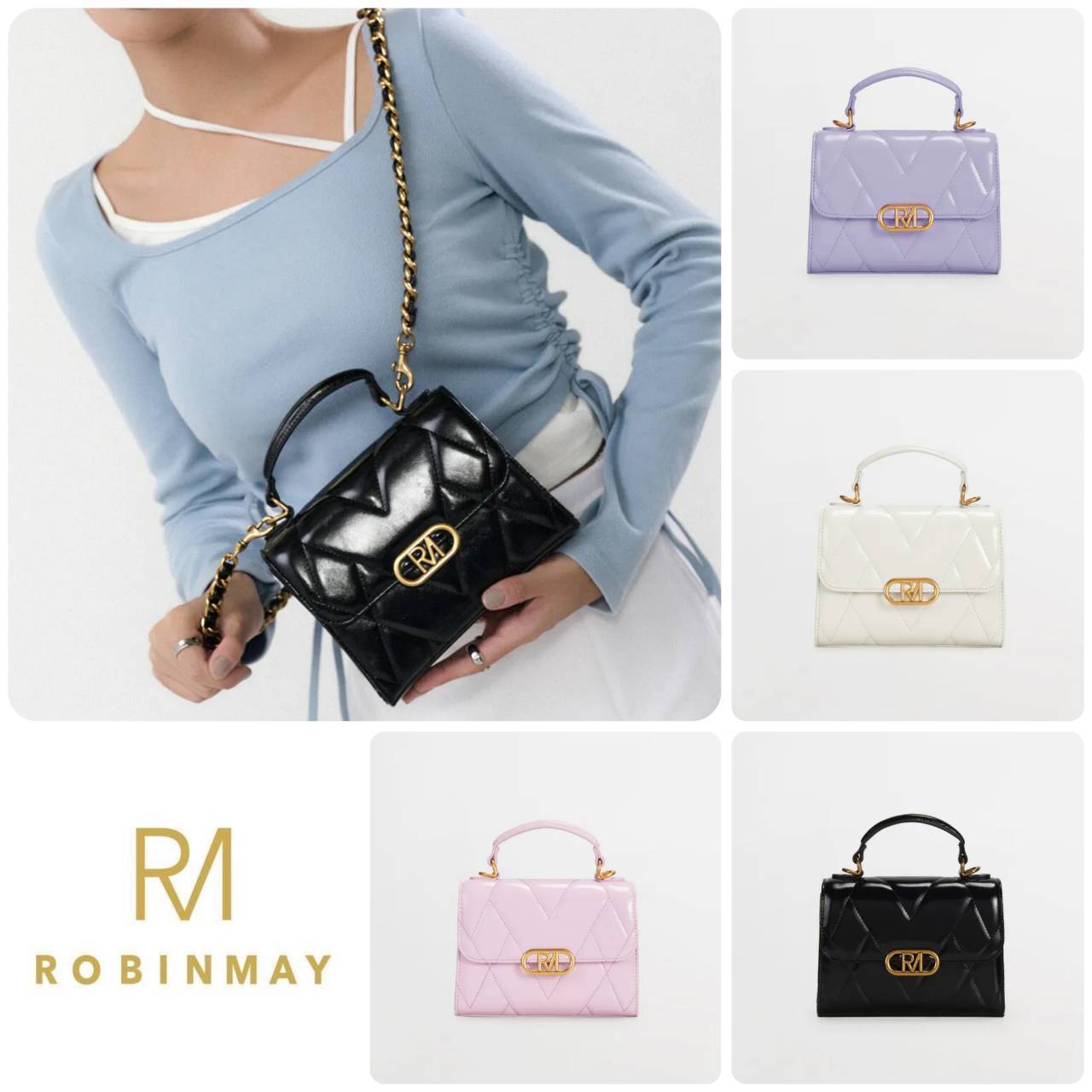 ■ROBINMAY■丹Ni手提包 B246 ダイヤ柄 ハンドバッグ/送料込
