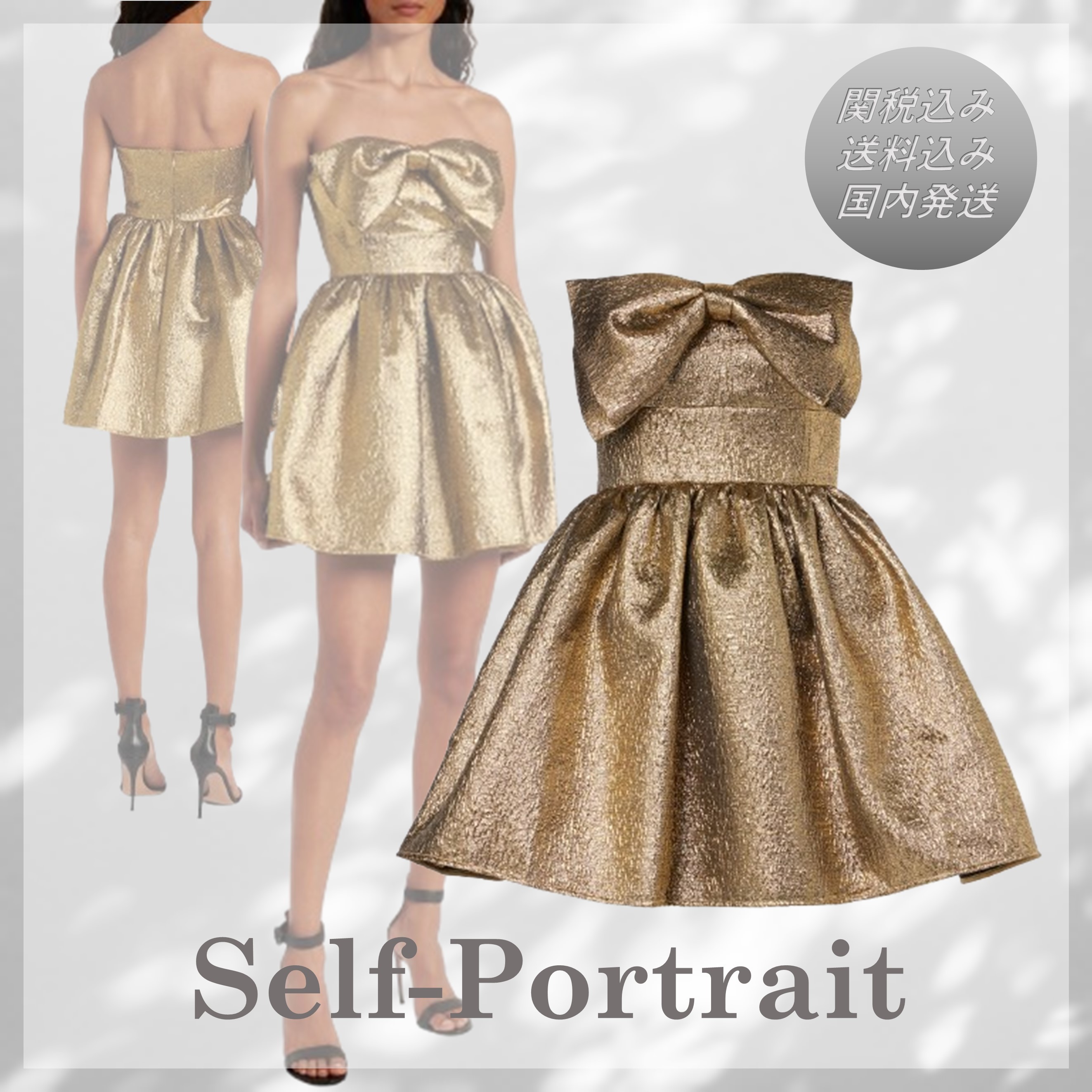 送料関税込■SELF PORTRAIT■リボン*ラメジャカードミニドレス