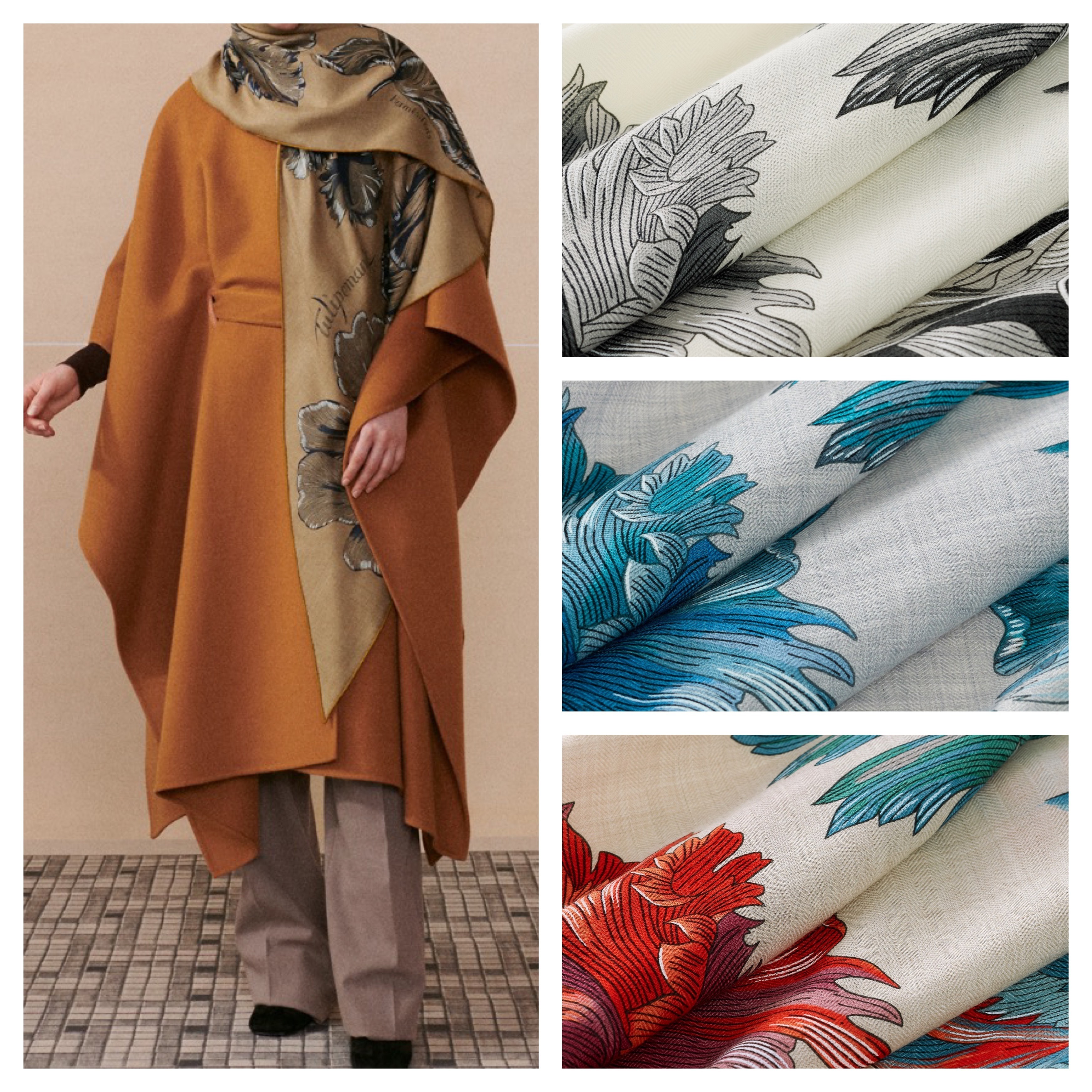 HERMES Triangle grant Tulipomanie スカーフ
