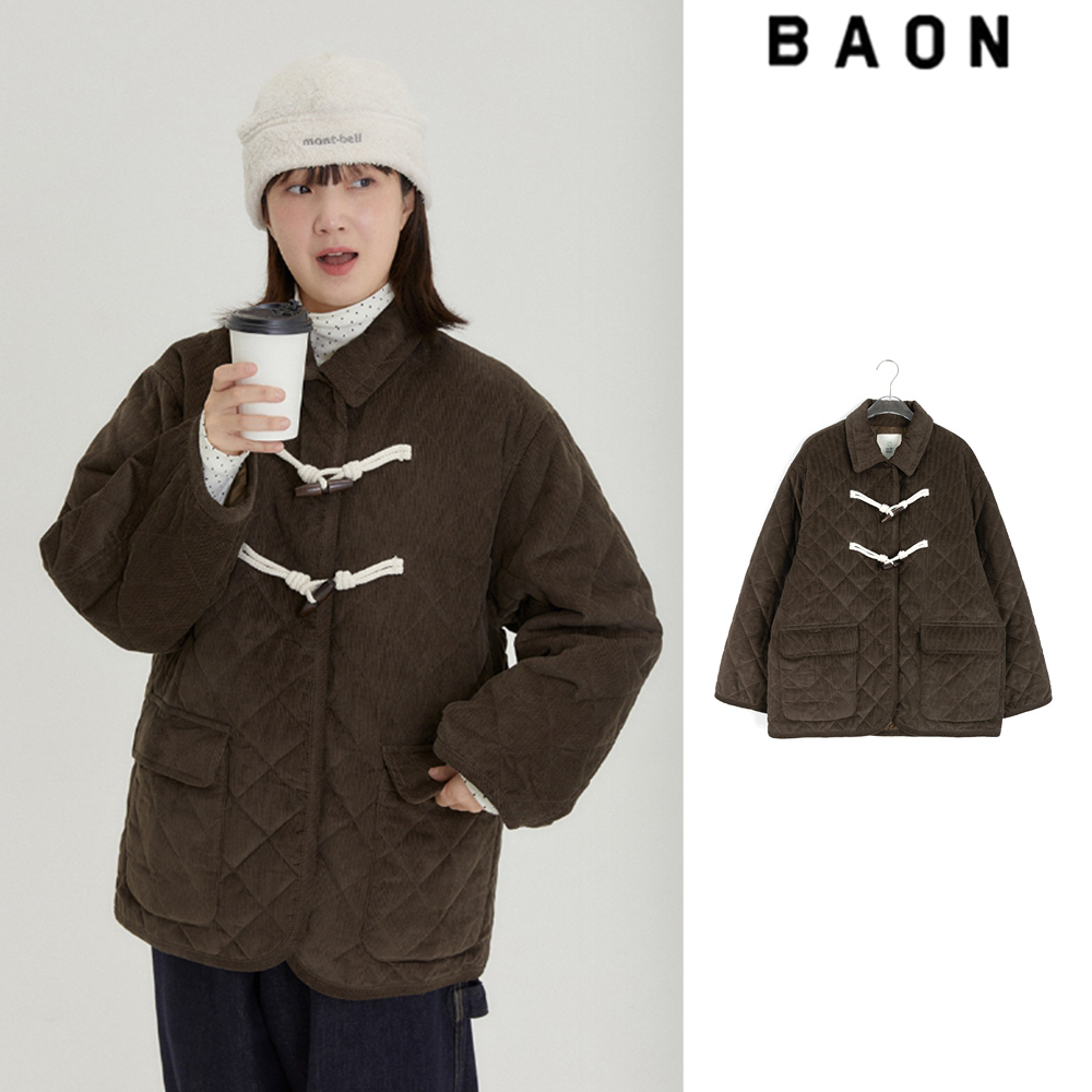 【BAON】24FW★ [BAONHAUS] Corduroy Quilted Duffel Half JK