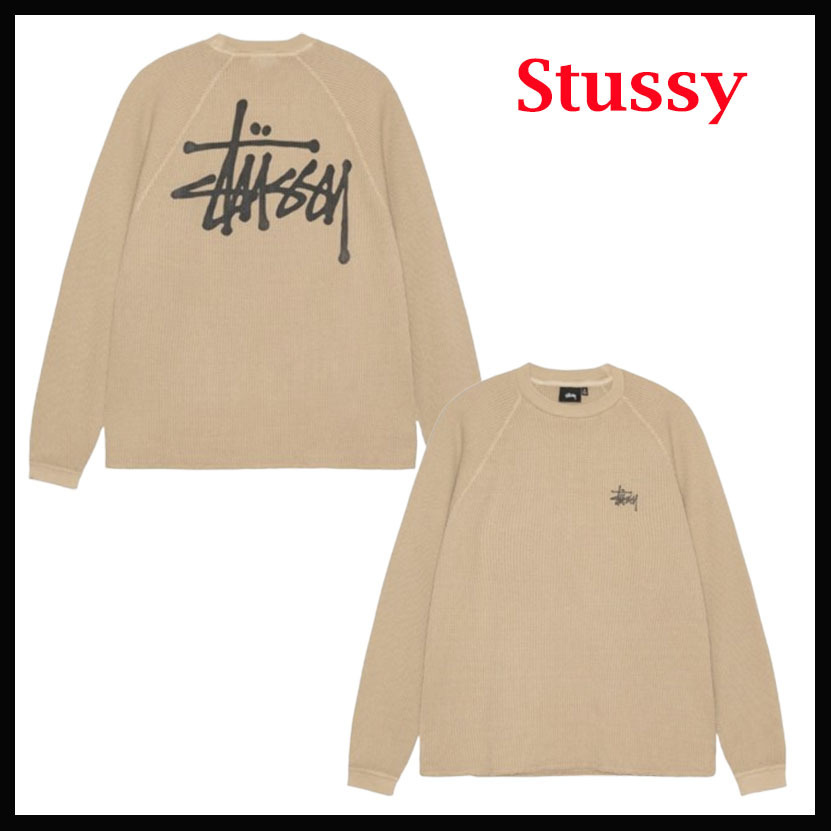 人気 ☆STUSSY☆ RAGLAN THERMAL LS CREW SAND