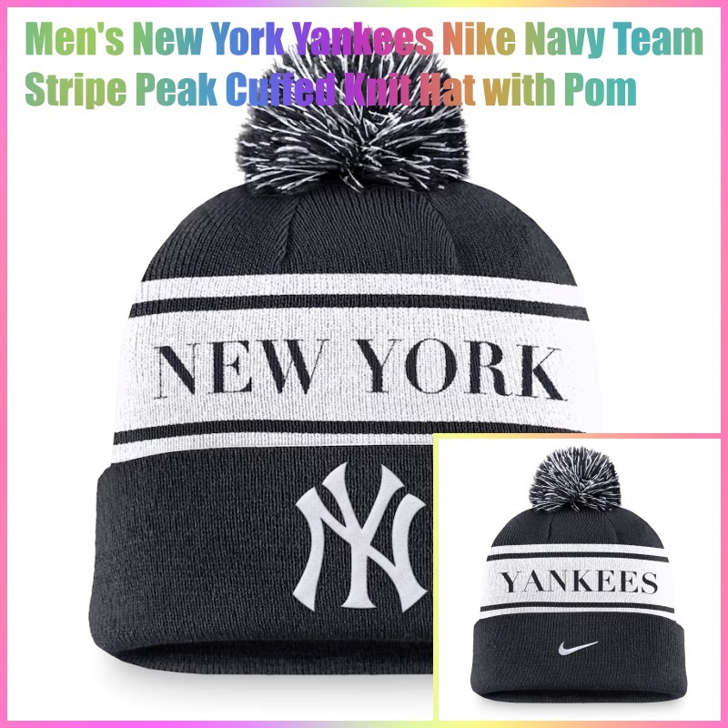 ☆MLB☆NY Yankees☆Team Stripe Peak Cuffed Knit ハット