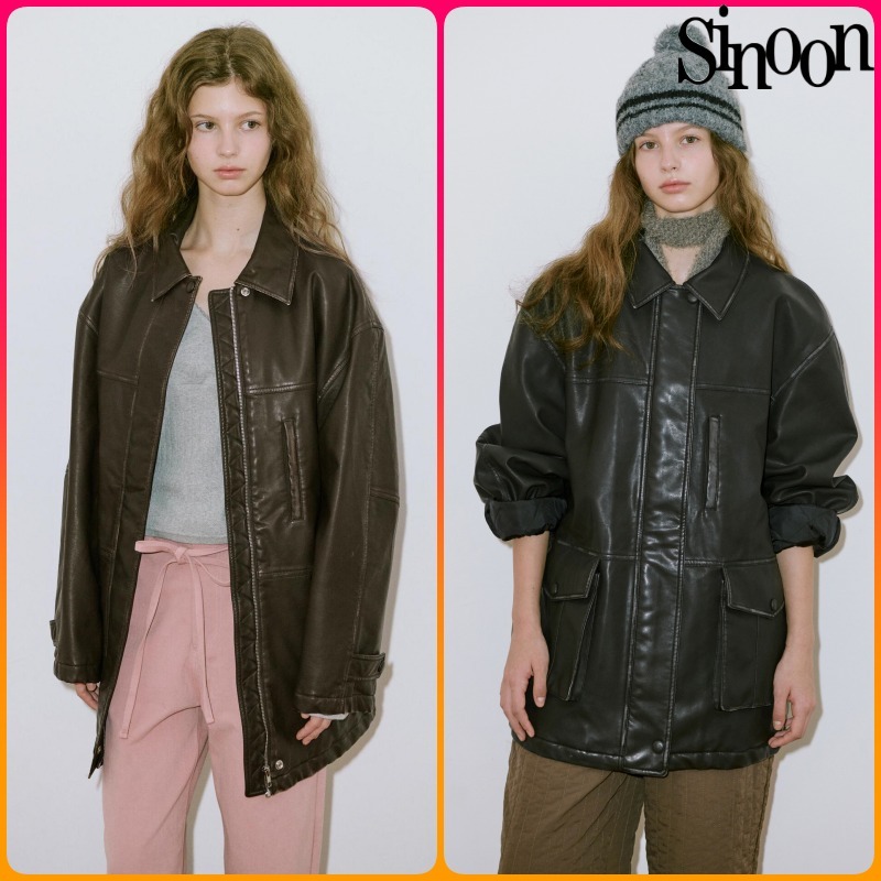 【Sinoon】★韓国人気★Washing Leather Half Jacket ★ 2 COLOR