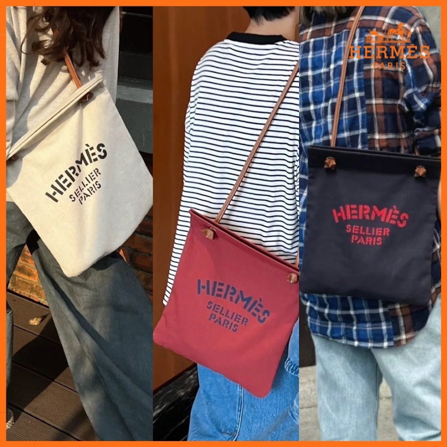 【ロゴがお洒落】HERMES Aline グルーミング バッグ キャンパス