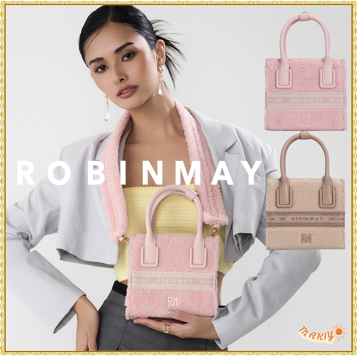 送料込★ROBINMAY★月桂女神手提包(M)★ラムウールショルダーBAG