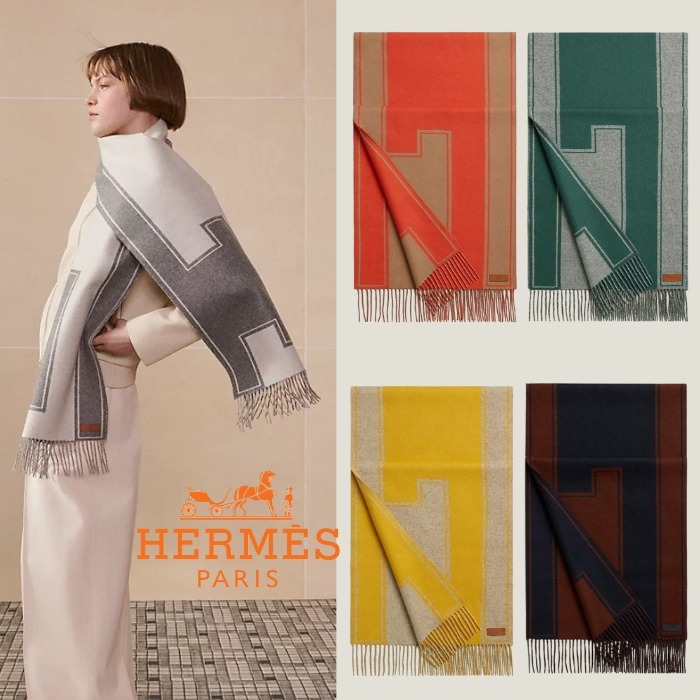 アイコニックなHモチーフ♪【HERMES】カシミヤマフラー