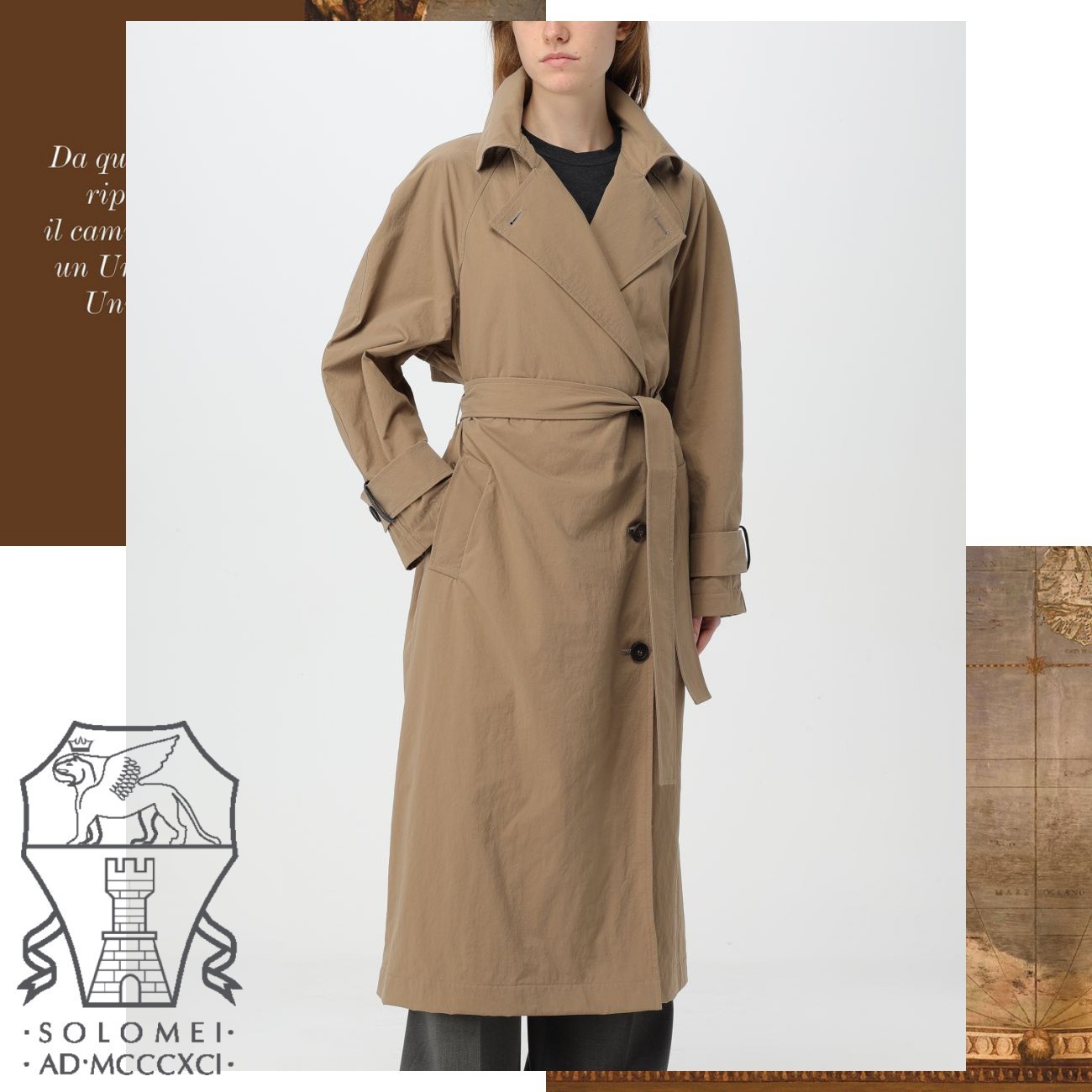 BRUNELLO CUCINELLI シャイニーカフディテール トレンチコート