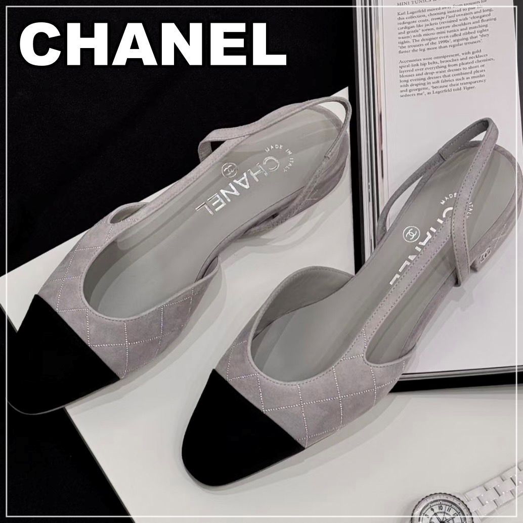 CHANEL 25C《フラット♪》スリングバッグパンプス GY
