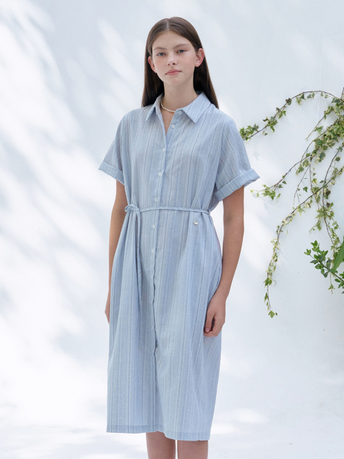 ワンピース FCMM S Stripe Daily Half Shirt DressBlue
