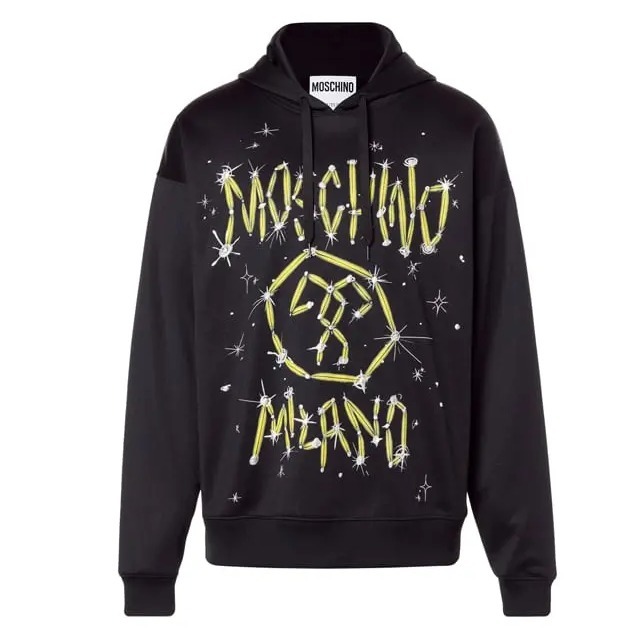 “Moschino” ギャラクシーロゴプリントフーディー Black