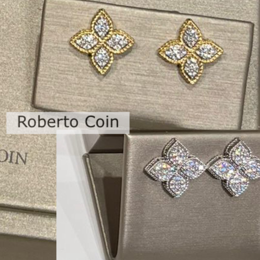 【ROBERTO COIN】プリンセス フラワー ピアス ダイヤモンド