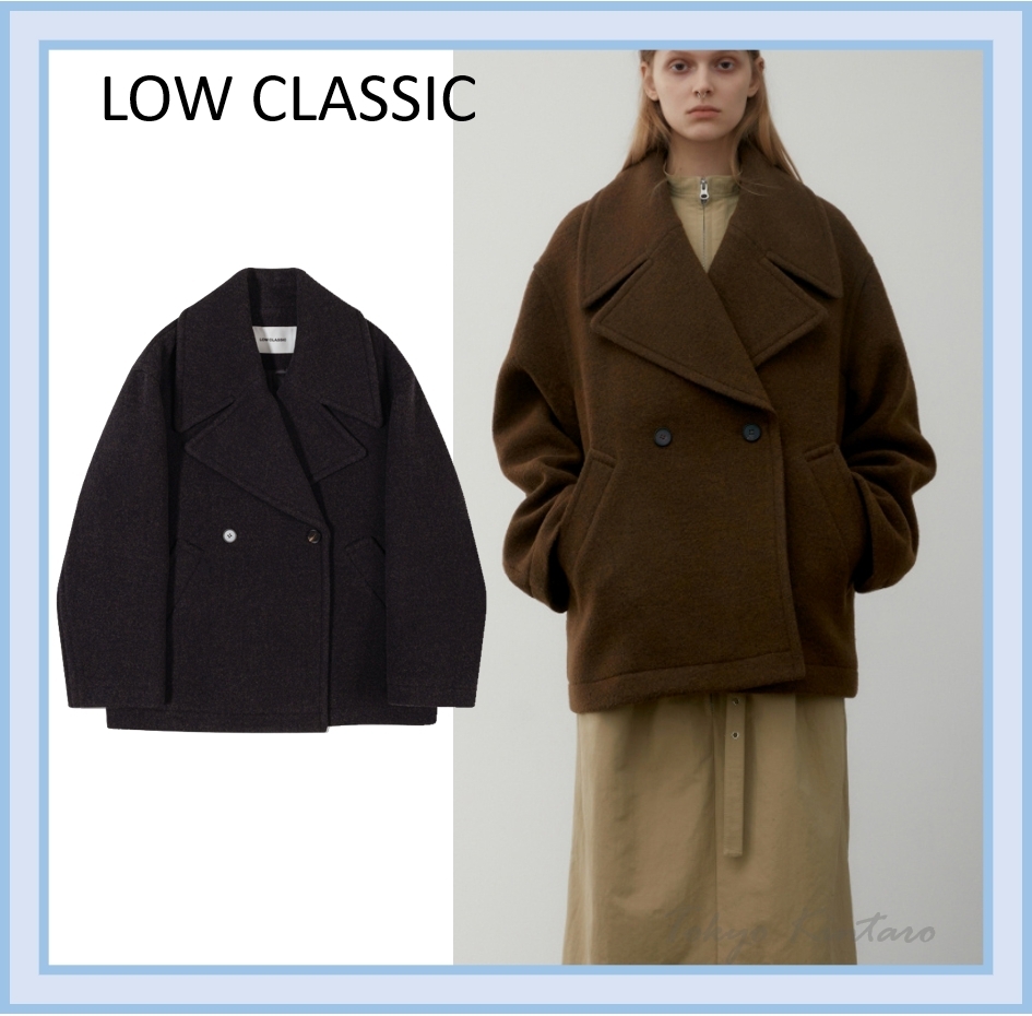 [LOW CLASSIC] ALPACA WIDE COLLAR HALF COAT★人気★