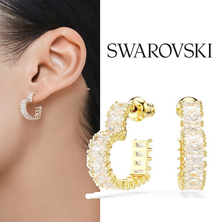 【SWAROVSKI】Matrix ハートフープピアス