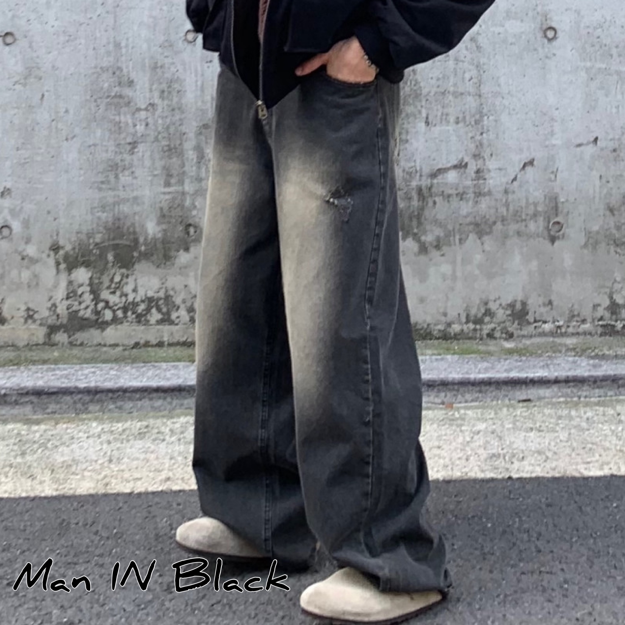 [送料込] Sand vintage wide denim