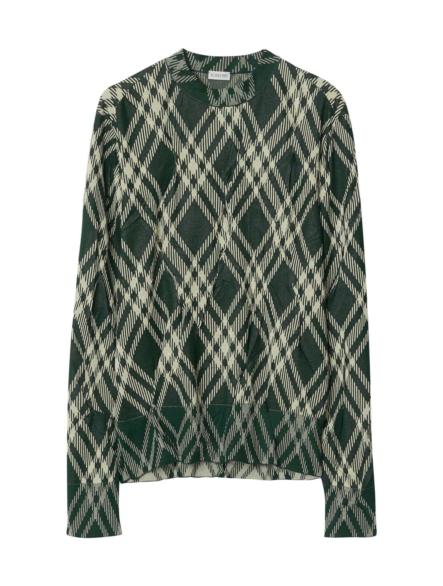 【送料&関税込】Burberry Plaid-check Crinkled-effect Crewnec
