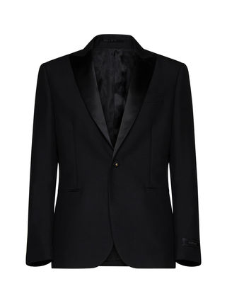 Versace テーラードジャケット ブラック 42 ライン 高級感 上品 VERSACE(ヴェルサーチェ) テーラードジャケット(メンズ) - 海外