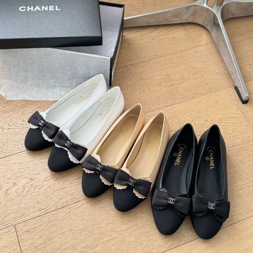 【リボンが可愛い♪】CHANEL バレリーナ CHANEL】シャネル バレエシューズ フラット バレリーナ リボン