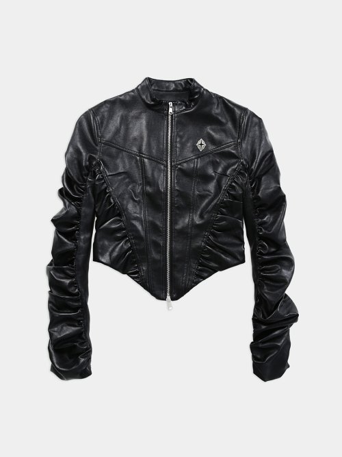 アウターその他 BADBLOOD Sonya shirring racer jacket black
