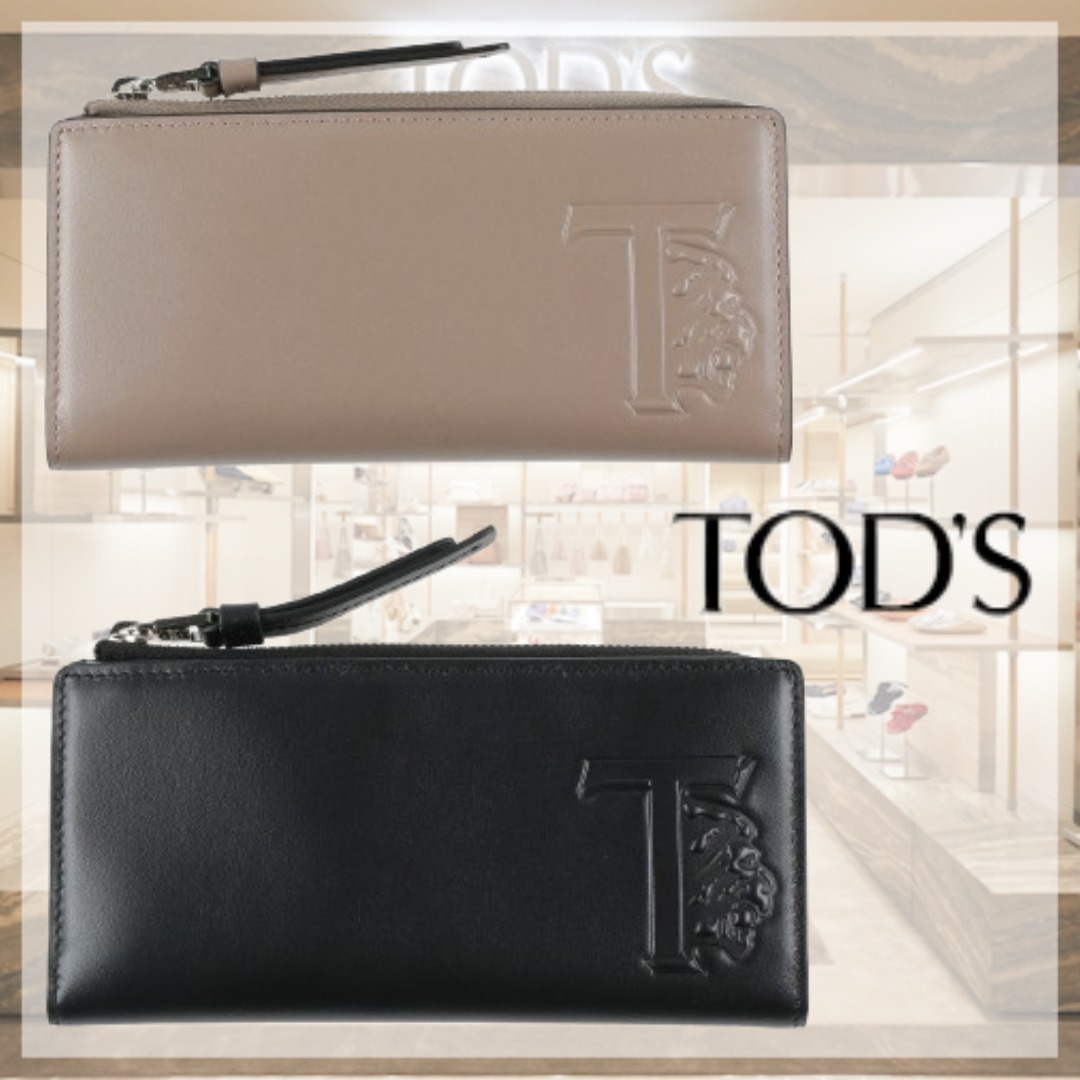 TOD'S* トッズ ブランドロゴ レザー 長財布 無地 送関込