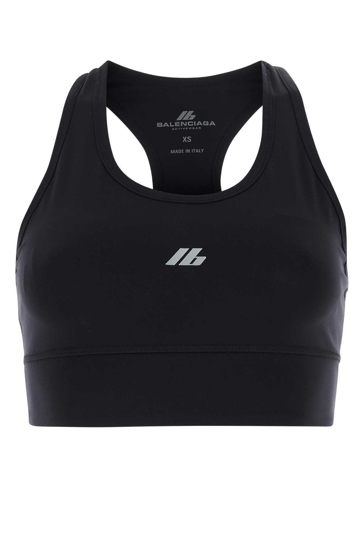 【送料&関税込】Balenciaga Black Stretch Nylon Crop-top