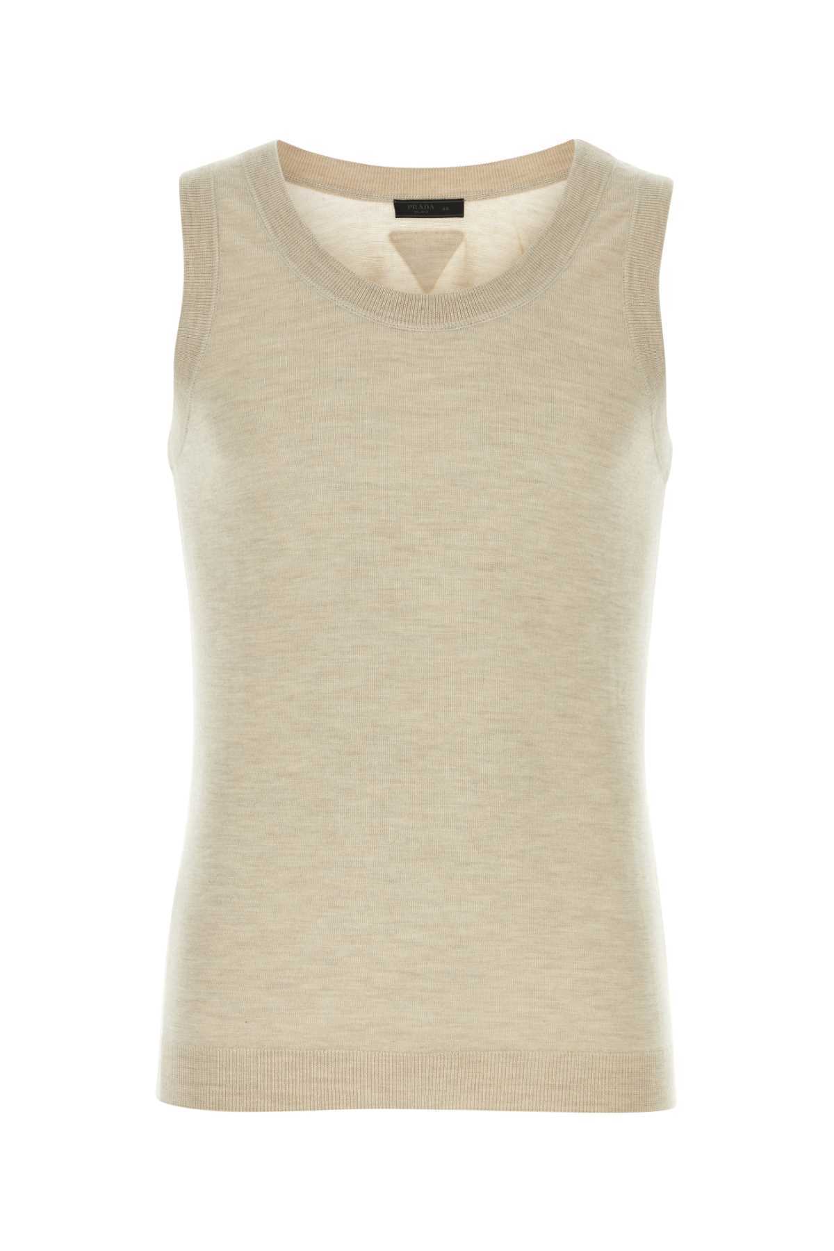 【送料&関税込】Prada Melange Sand Cashmere Tank Top
