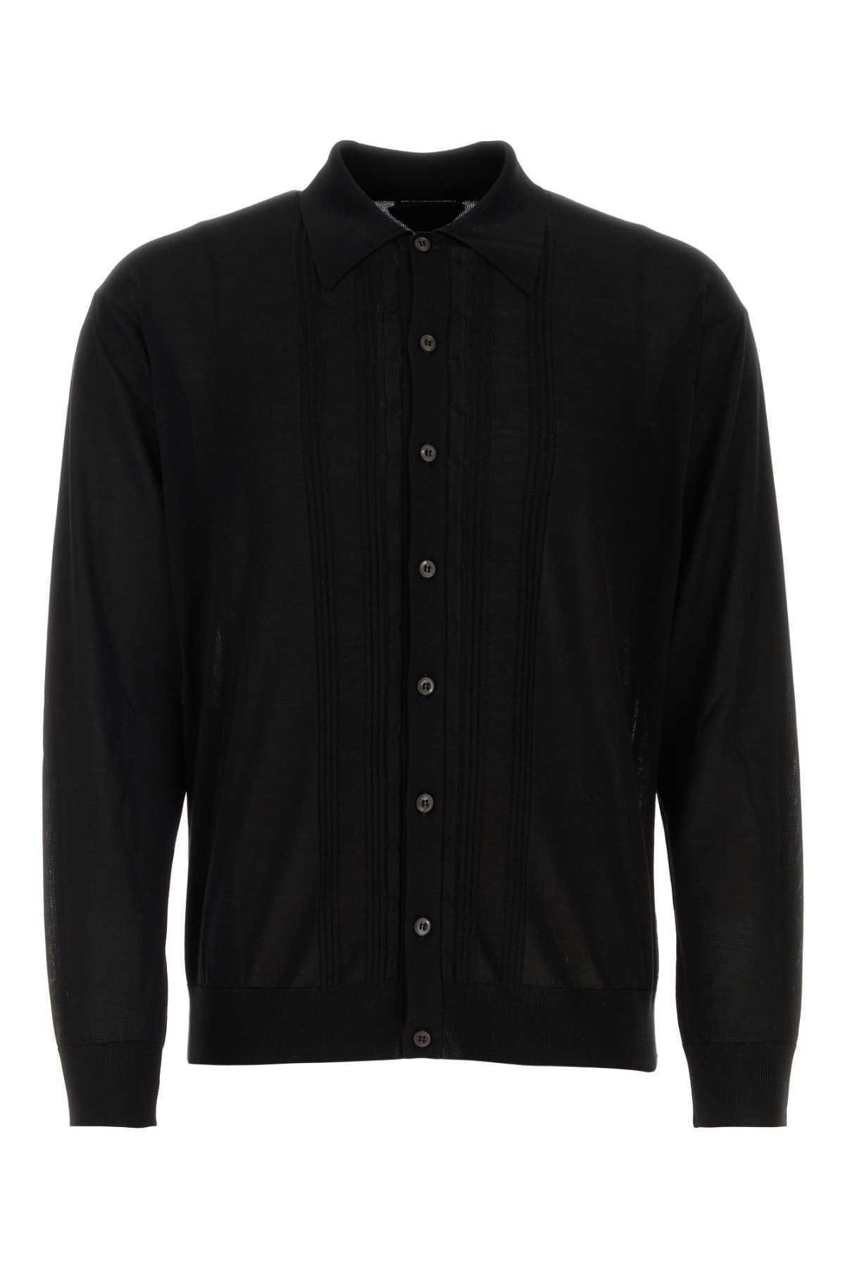 【送料&関税込】Prada Black Silk Cardigan