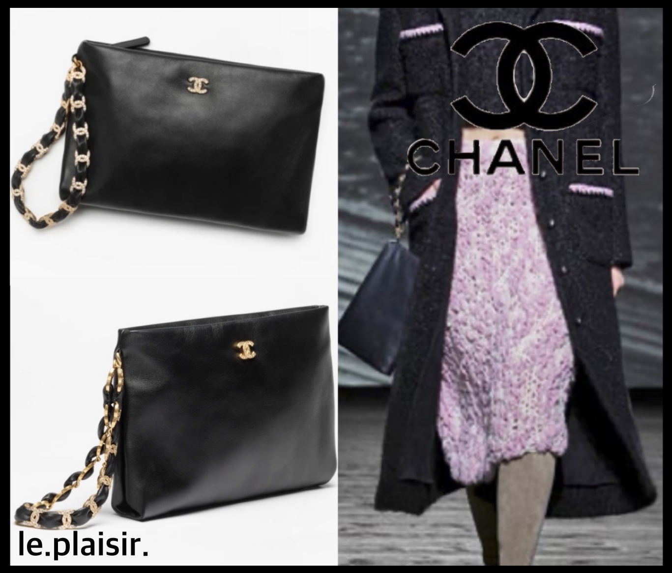 【持ち手が可愛い】CHANEL クラッチバッグ ラムスキン