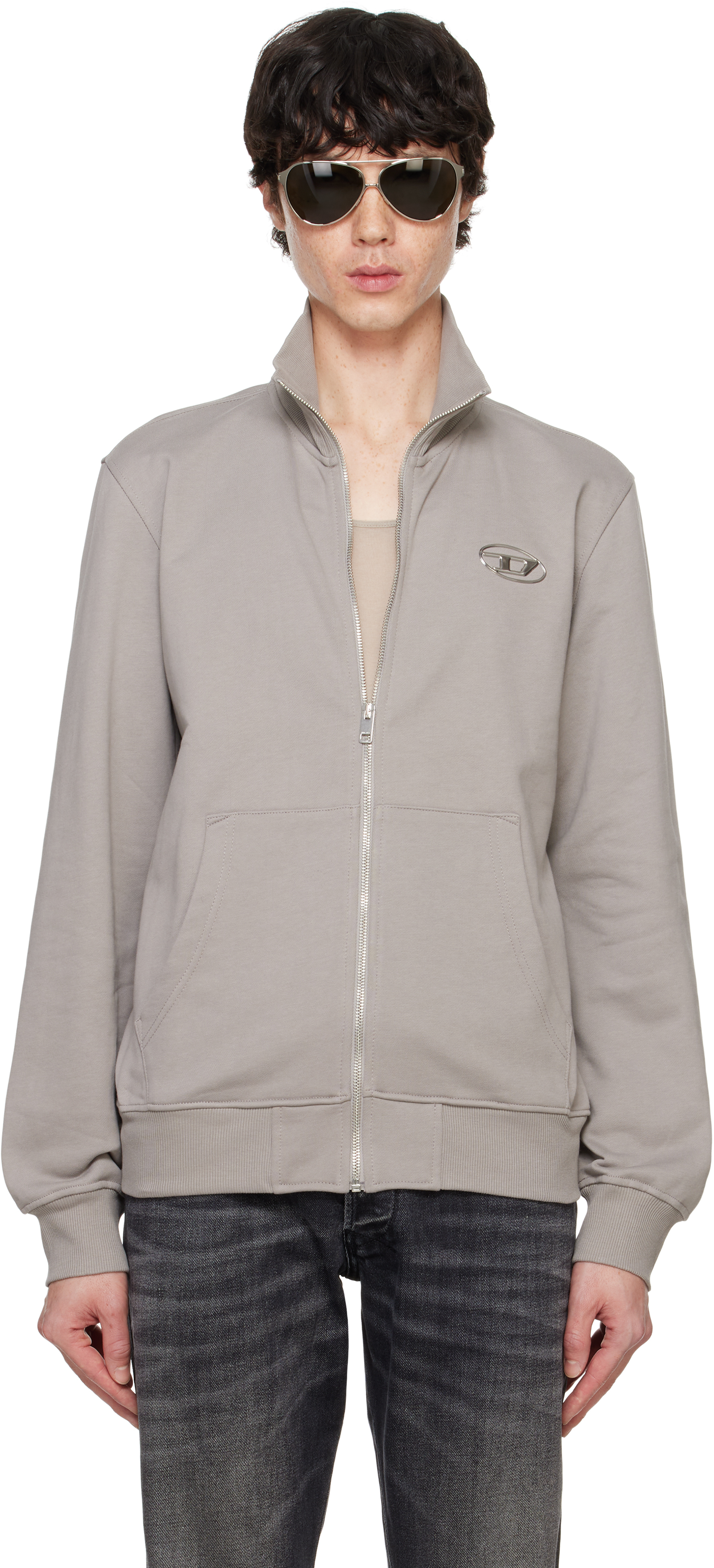 【関税込み】Diesel グレー S-Ginni-Zip-Od スウェットシャツ