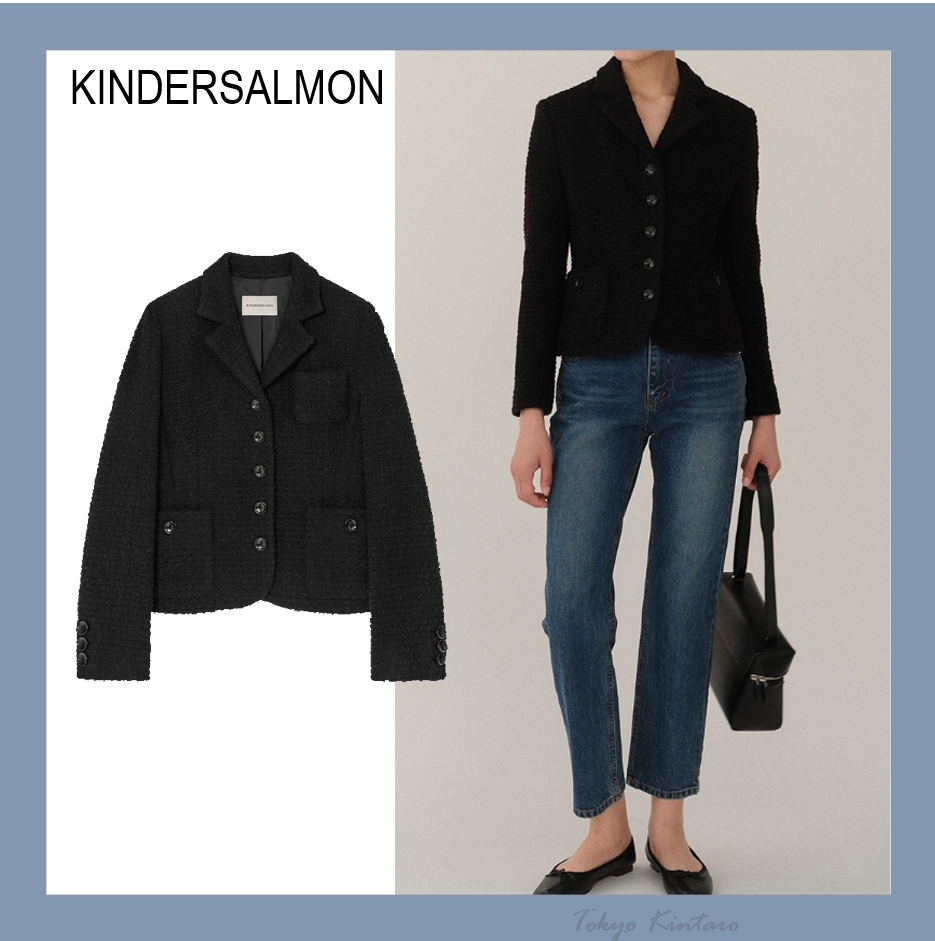 [KINDERSALMON] Aurelia Tweed Jacket Black ★大人気★