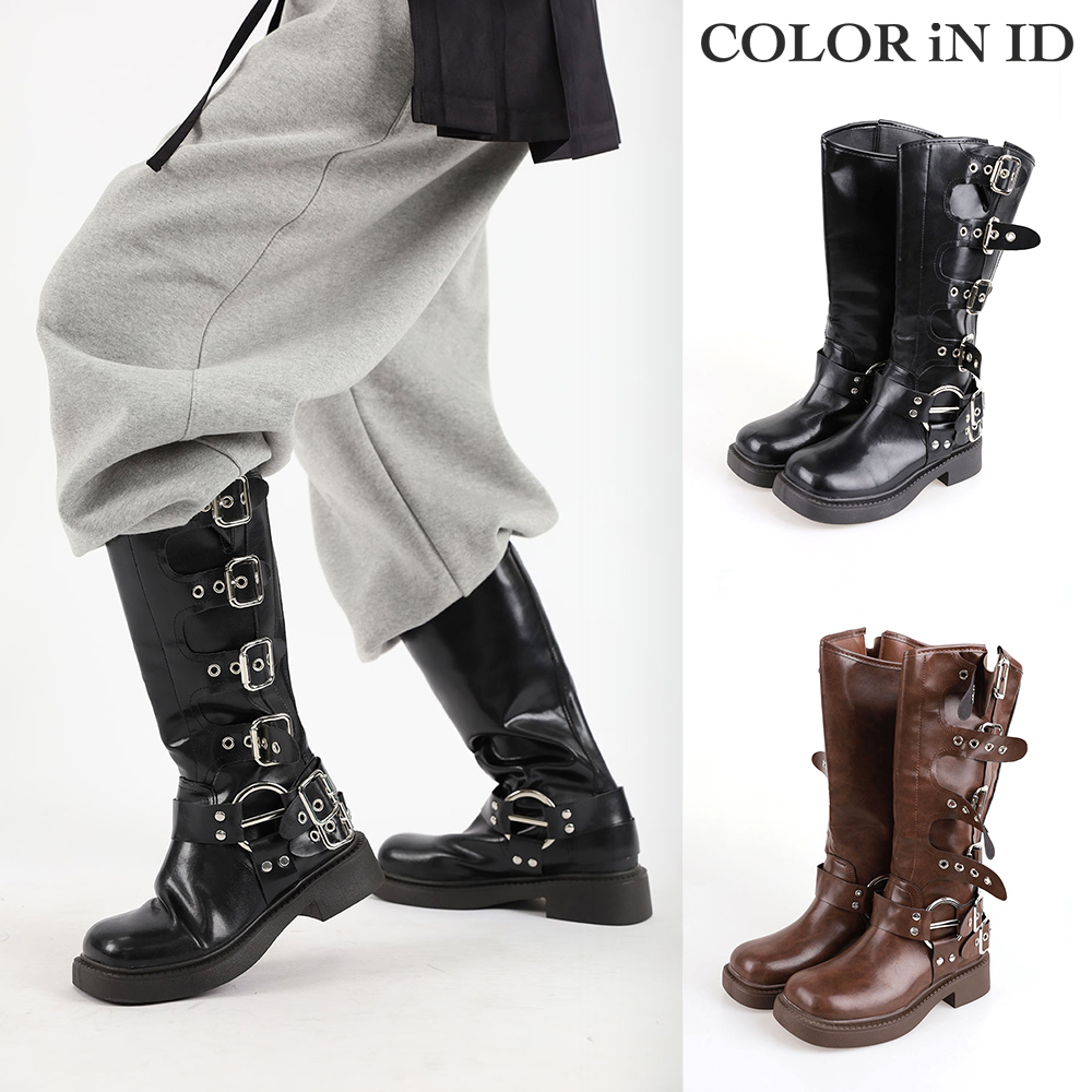 【COLOR iN ID】Bio strap long leather boots