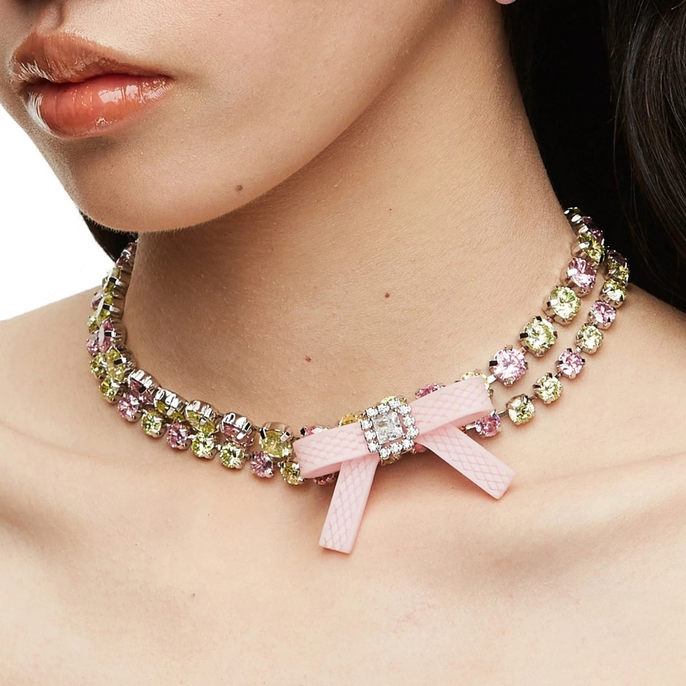 YVMIN X SHUSHUTONG / Rubber Bow Gemstone Necklace