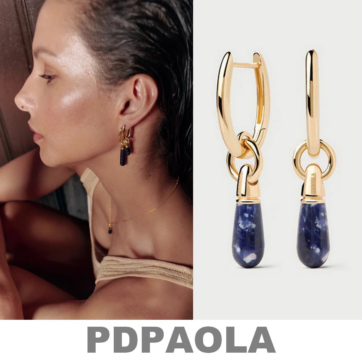 【LB掲載】PDPAOLA◆Silver925 x ソーダライト DROPピアスSet◆S