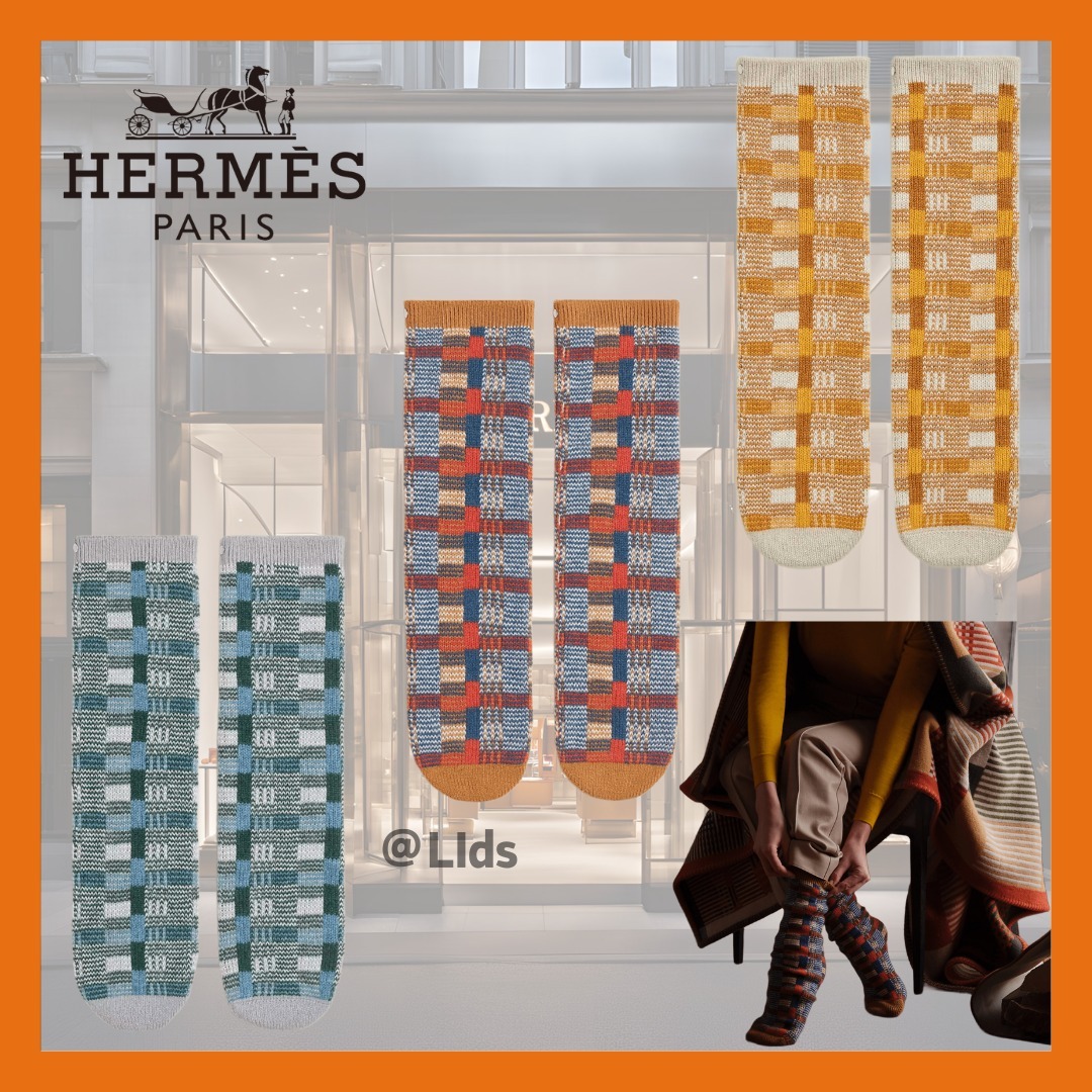 【芯まで温める・ギフトにも】HERMES ソックス 《シャーウッド》