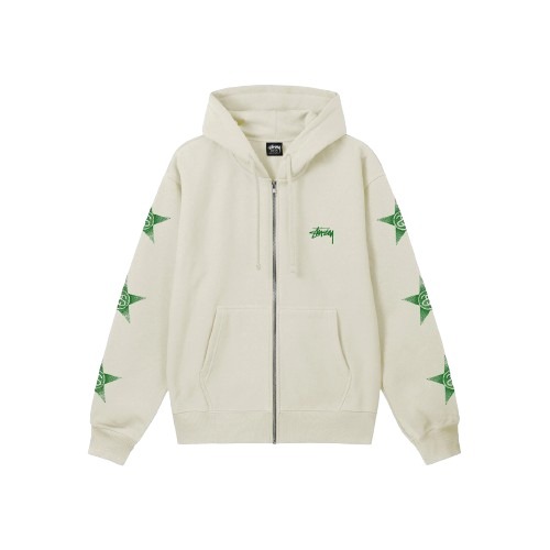 ★人気★ Stussy Stars Zip Hoodie Stone